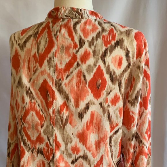 Chico's Linen Mandarin Collar Women's Ikat Blazer - Picture 6 of 8